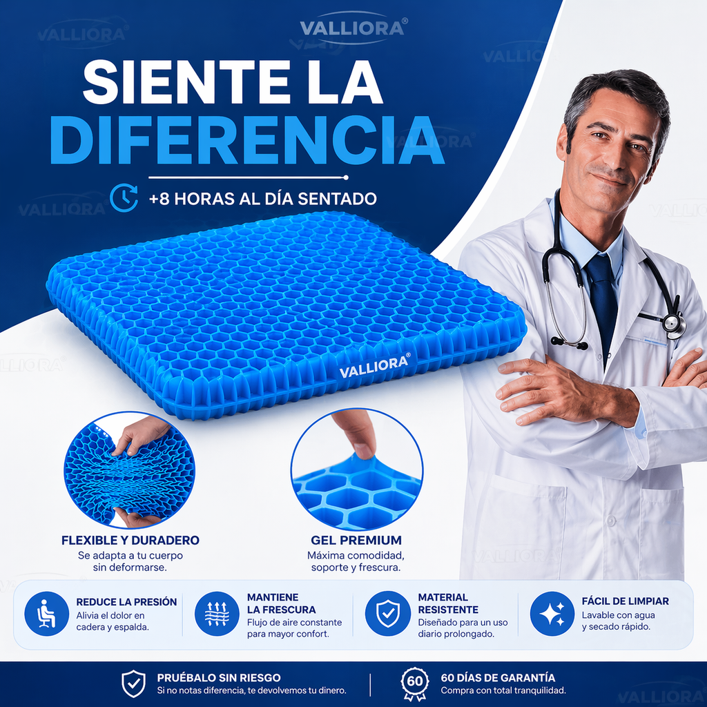 VentraGel™ | Menos presión. Menos calor. Más horas sentado sin molestia.
